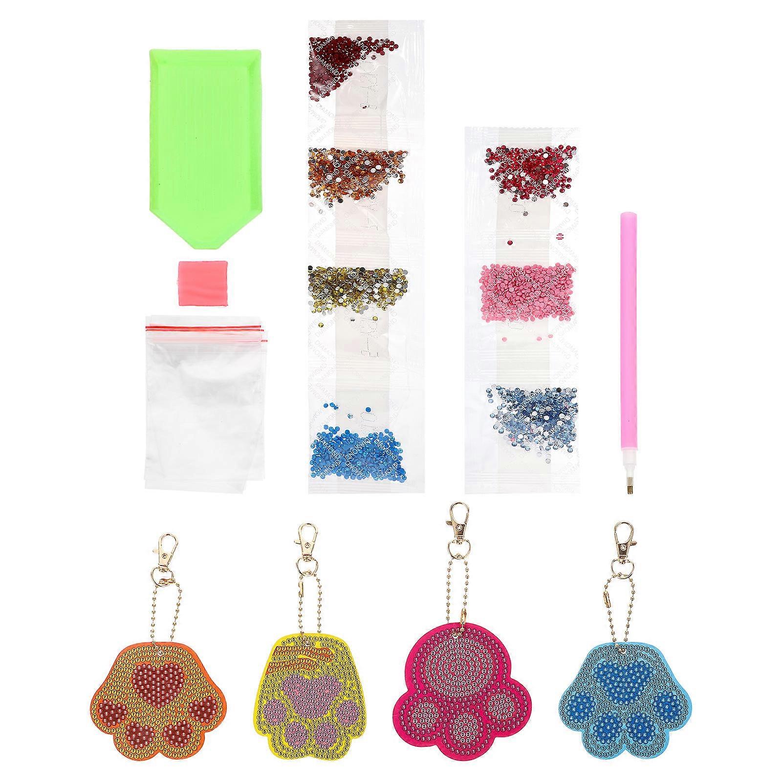 Full Rhinestone Cat Paw Keychain DIY Kit – Creative Pendant for Handmade Crafts to Improve Concentration and Motor Skills