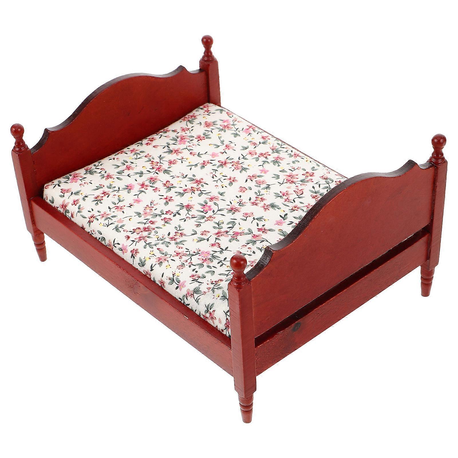 Dollhouse Accessories Bed Miniature Furniture Model For Crafting Projects Rectangular Shape 1Pack