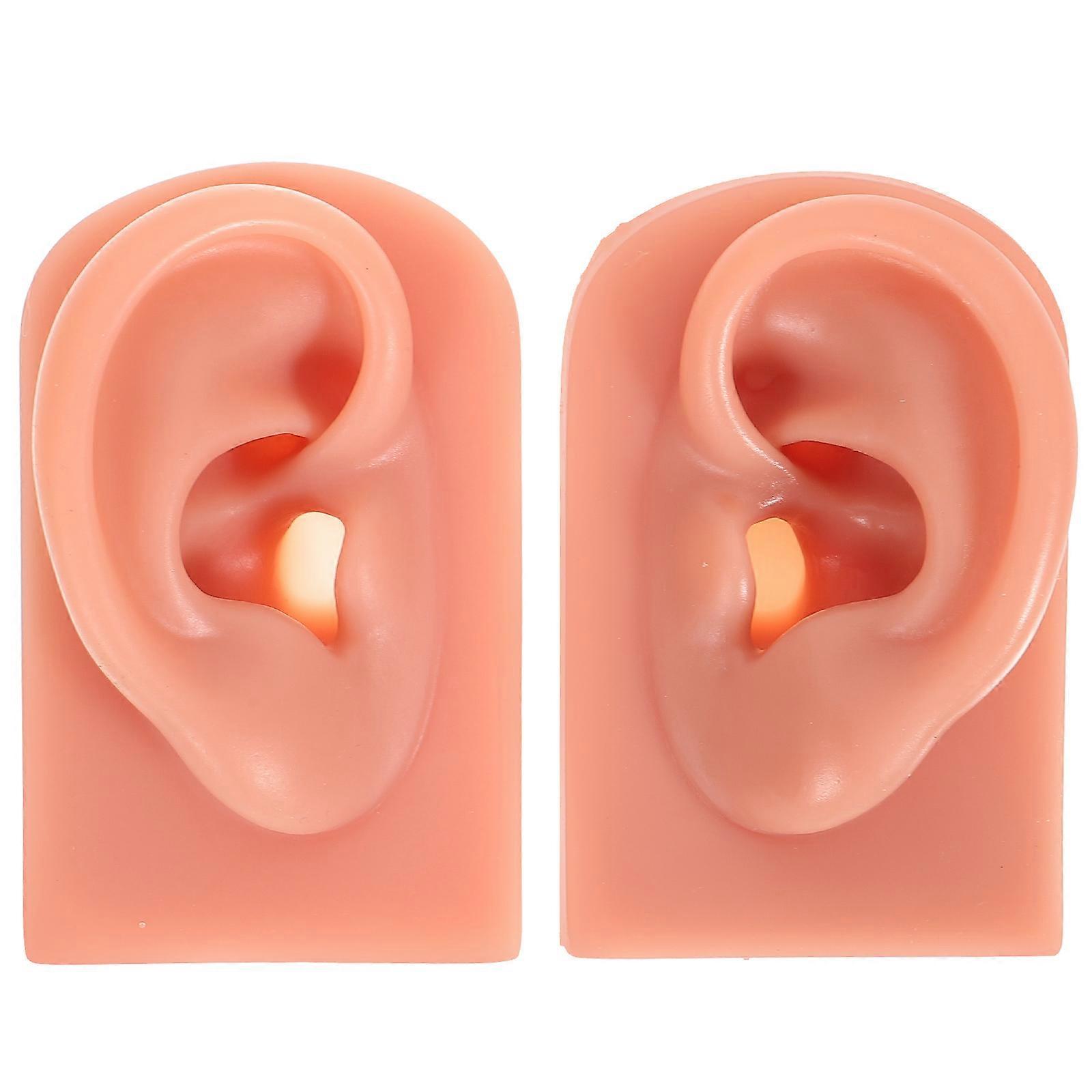 Silicone Ear Piercing Models for Practice Use 2Pcs Artificial Human Ear Teaching Supplies