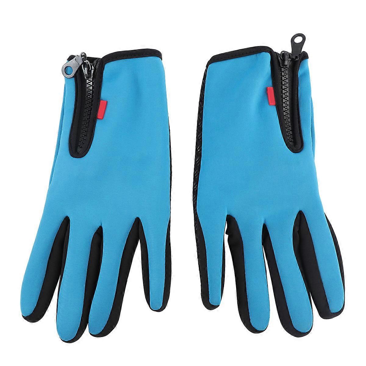 Warm Gloves for Wearing with Screen Touch and Waterproof Feature Made of Nylon Skyblue Size XXL
