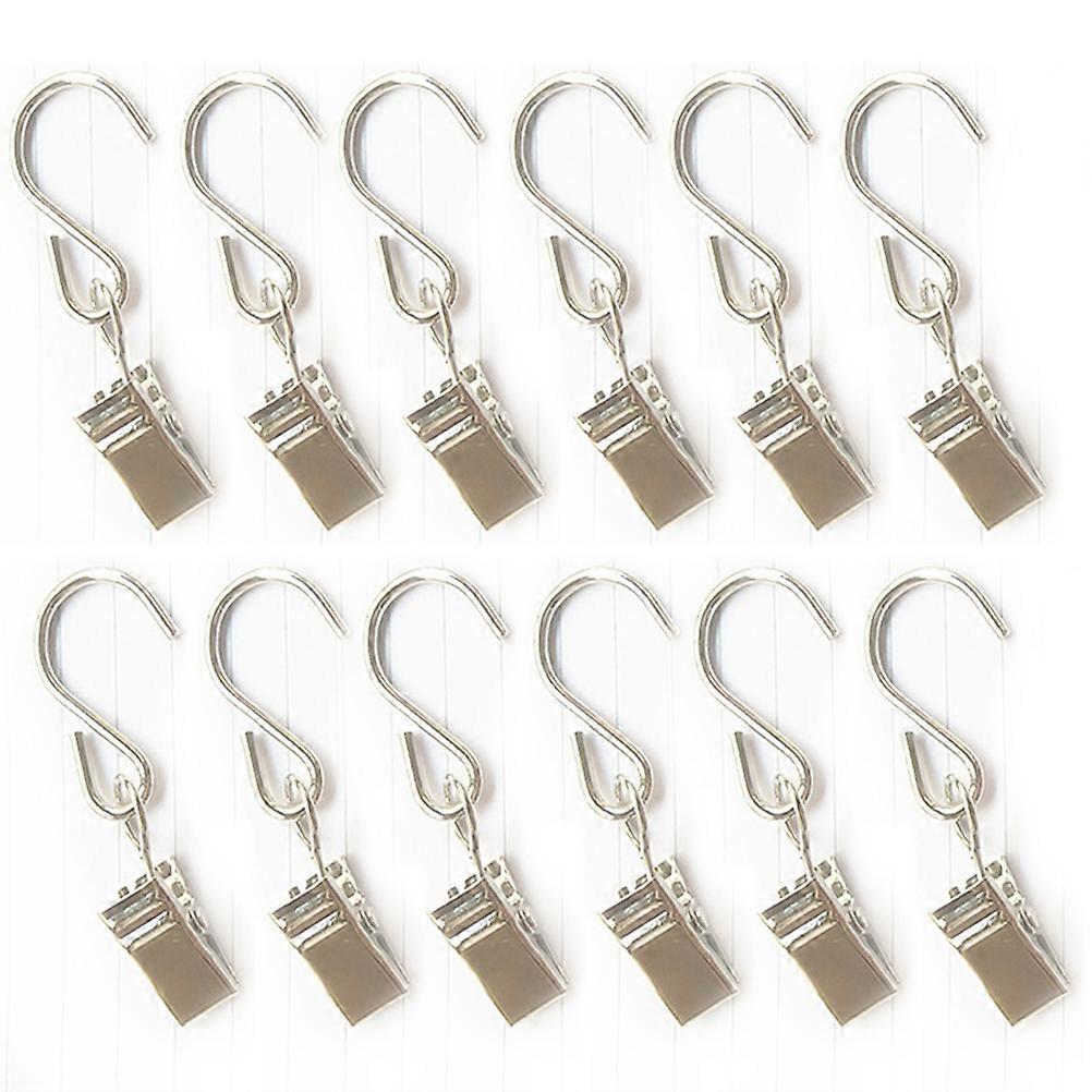 Versatile 30Pcs Metal S Shape Hooks With Clips Ideal For Hanging Lights And Displaying Photos At Events