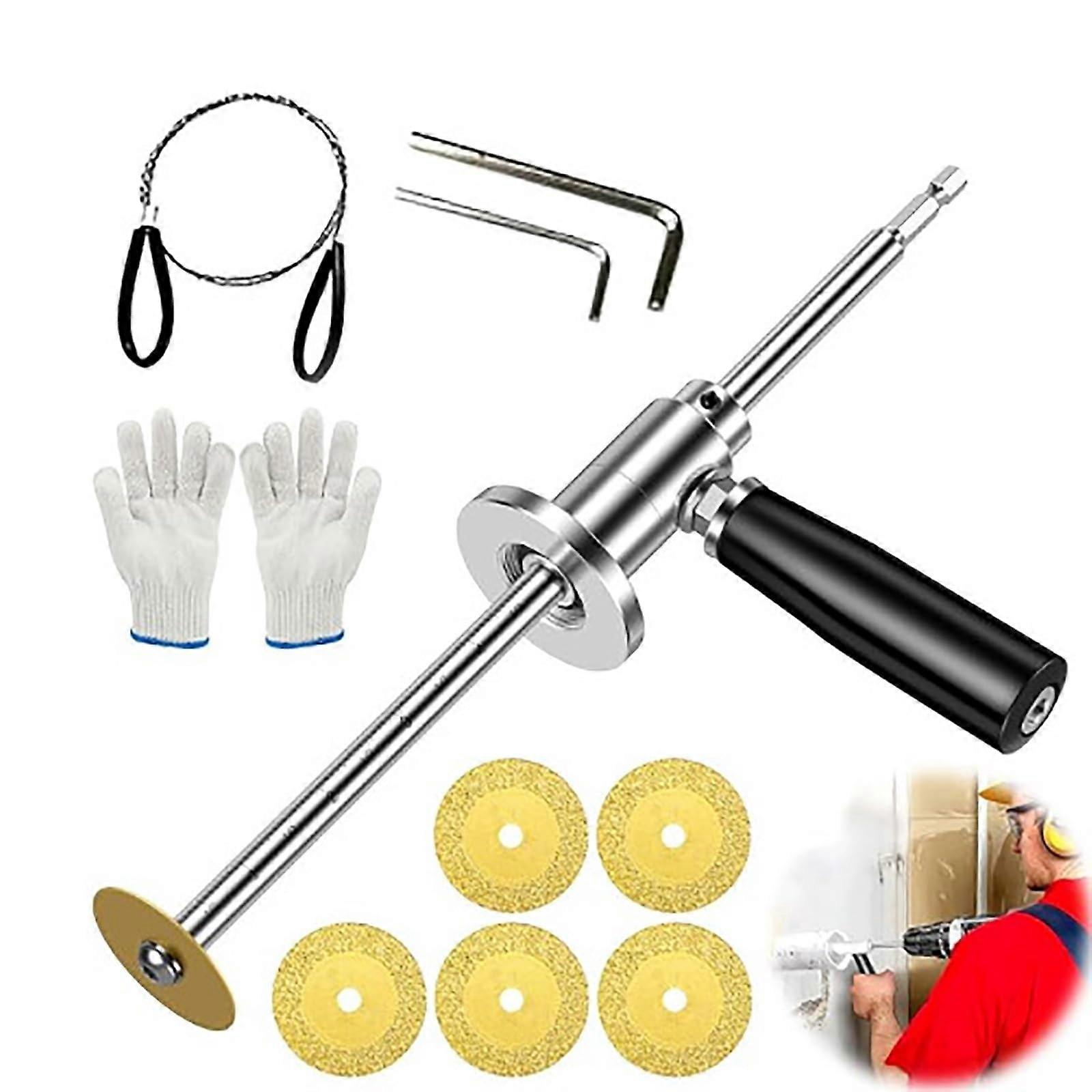 Inner pipe cutter for PVC pipes, PVC cutting tool set with adjustable depth gauge