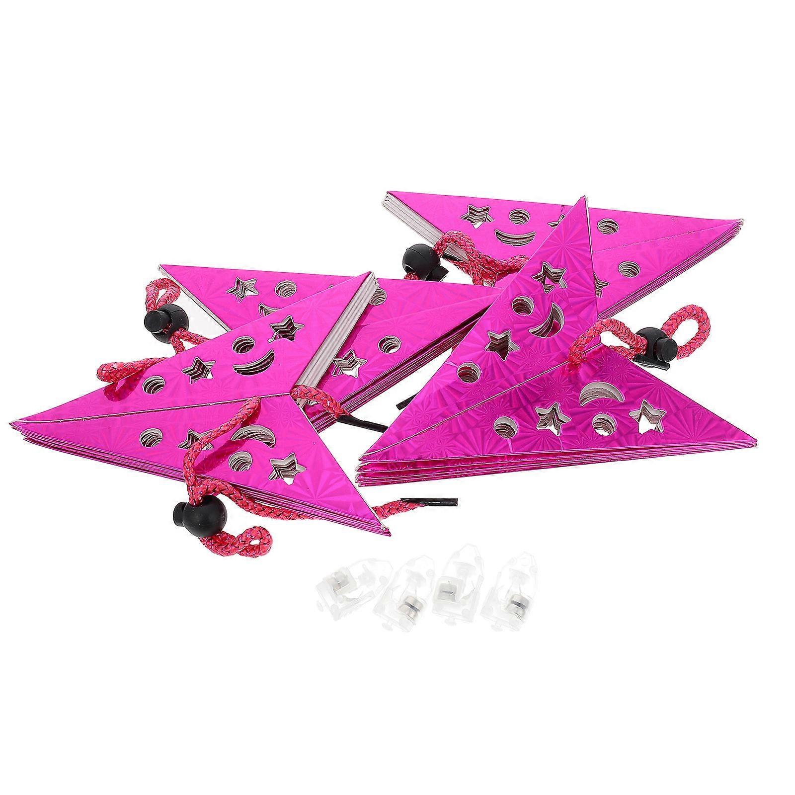 Creative Christmas Five-Pointed Star Lamps For Home Office Cafe Decoration Rosy Color Hanging Decoration 4 Sets