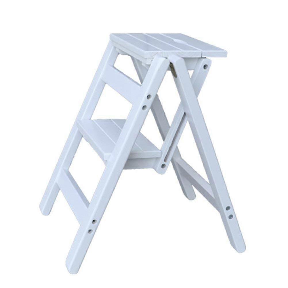 Folding wooden step stool, multifunctional stepping stool for home, climbing stool, bar stool, folding stool (Color: C) (A)
