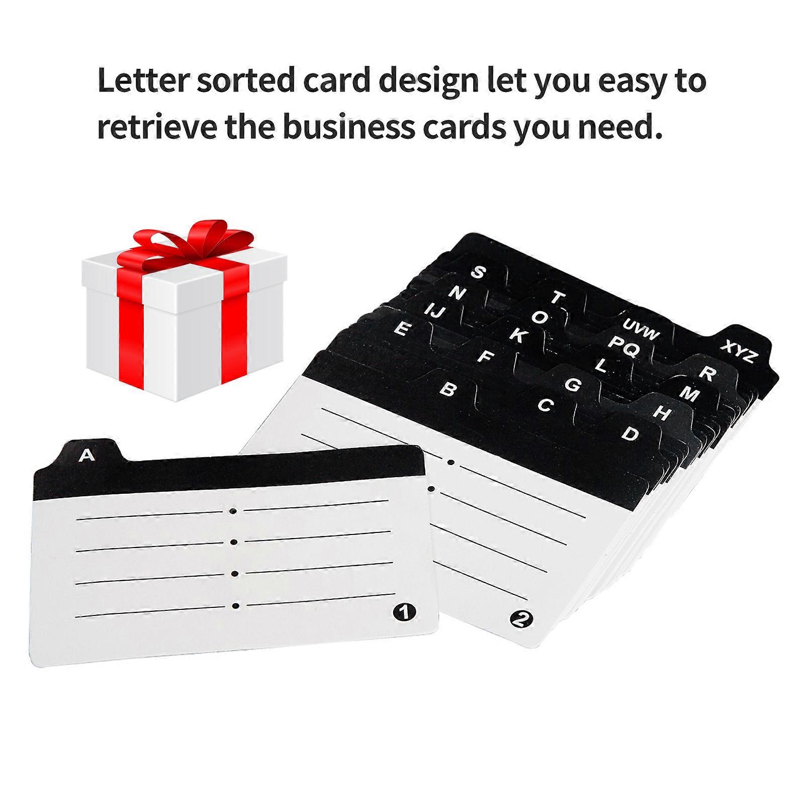 JIELISI Name Box Business Card Holder Desk With Dividers Index Tabs For Men And Wowen