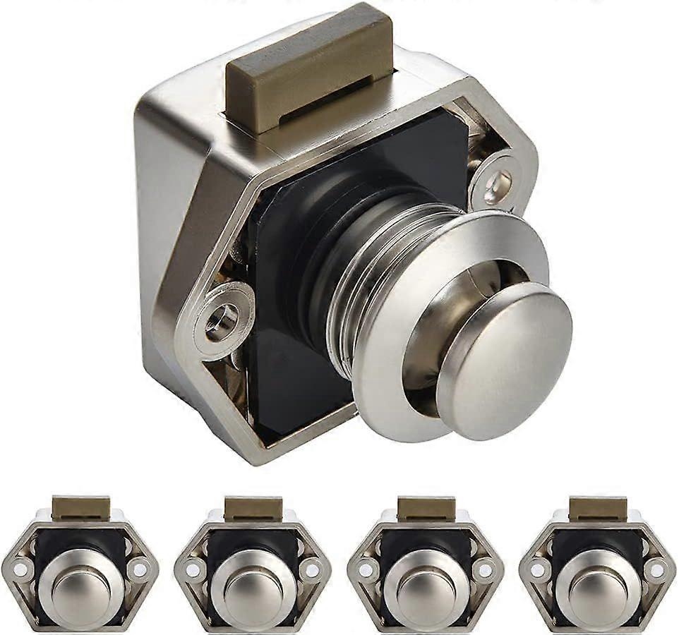 NAERDI 5 Pack RV Lock Push Button Latch Lock Keyless Cabinet Lock Drawer Knobs
