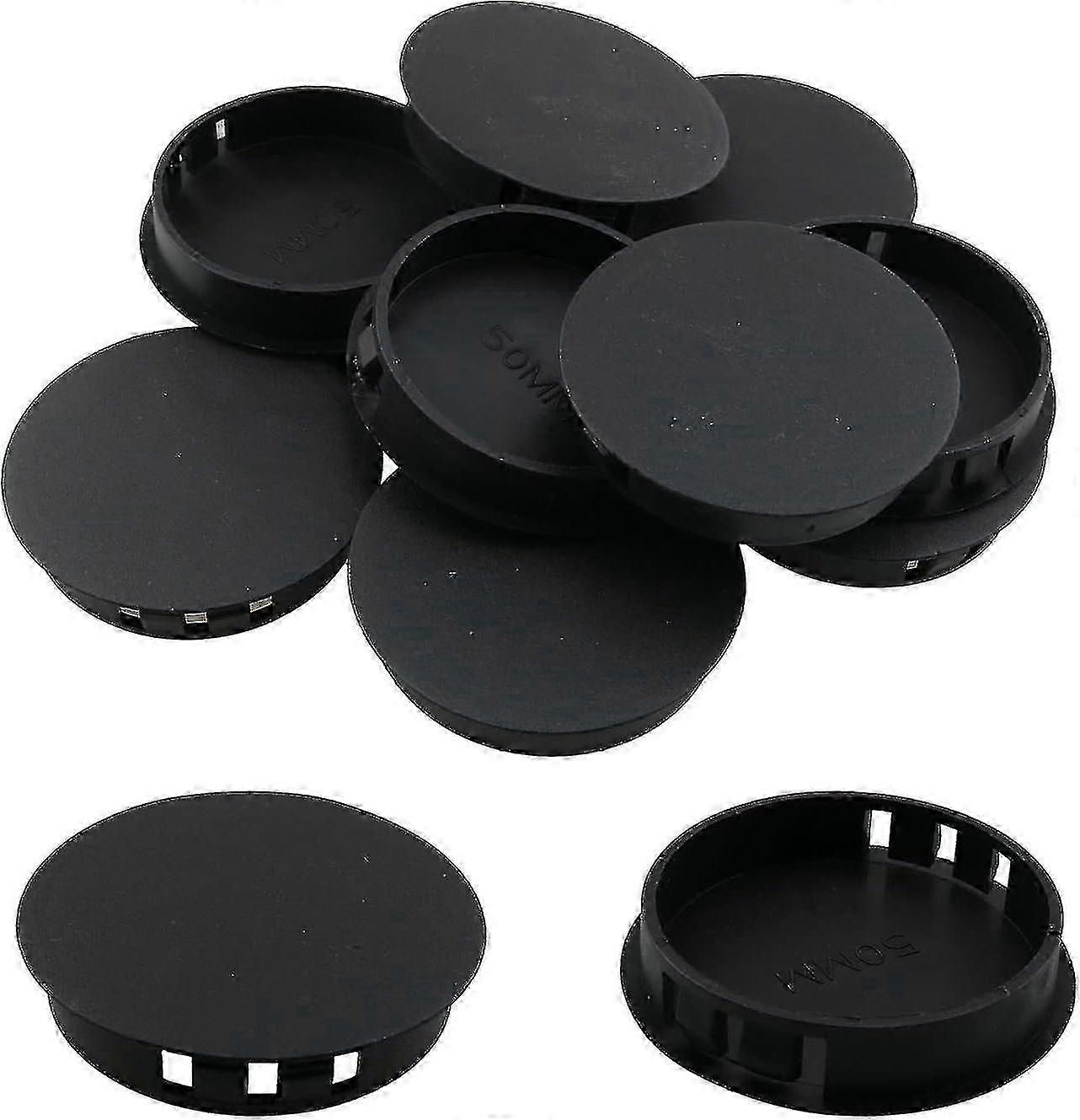 10 stk Black Hole Plugger 50mm / 2 "Plastic Round Flush Type Snap In Låsing Hole Tube Blanking End Caps / åå