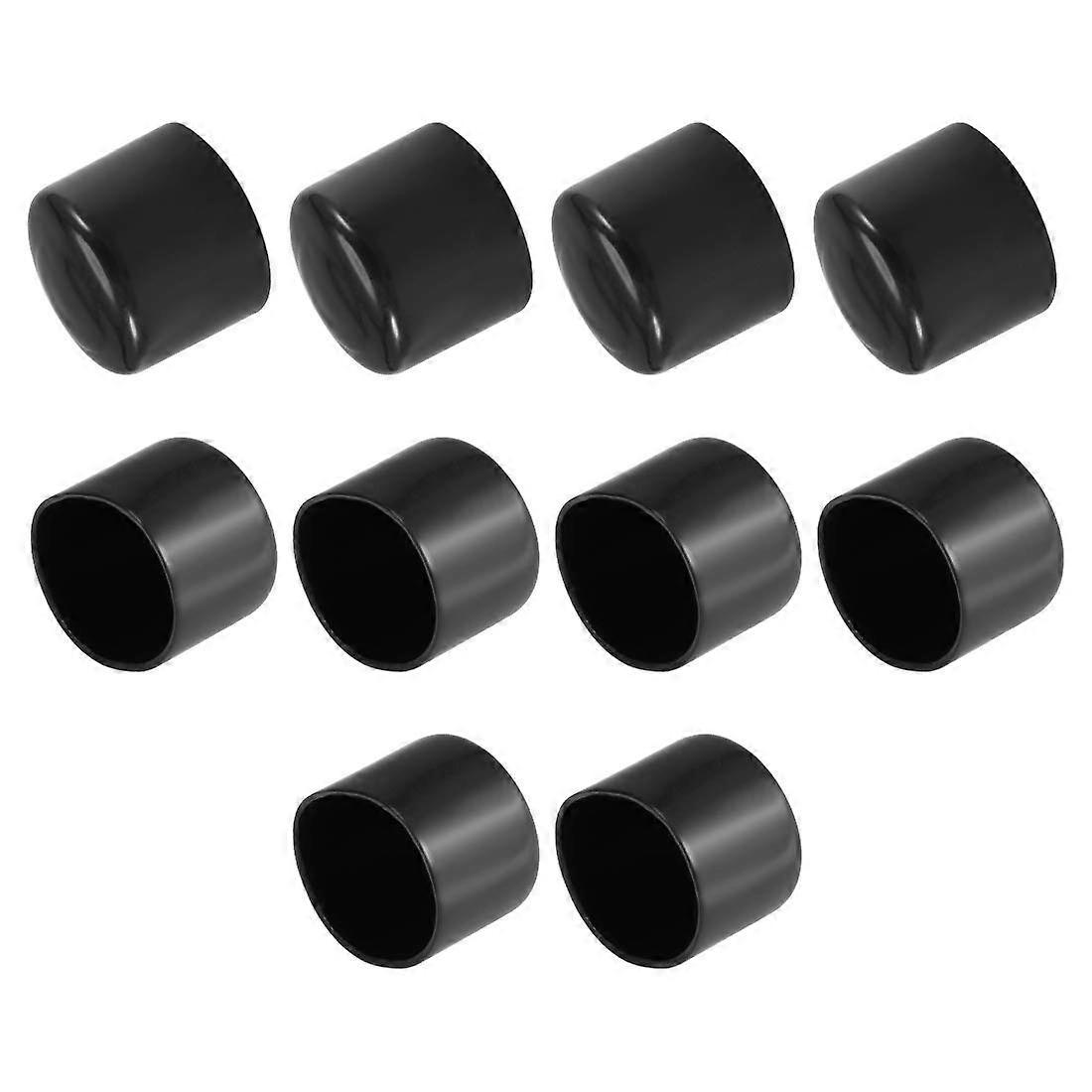 10 x 40mm Black Vinyl Round Screw Thread Rubber End Caps