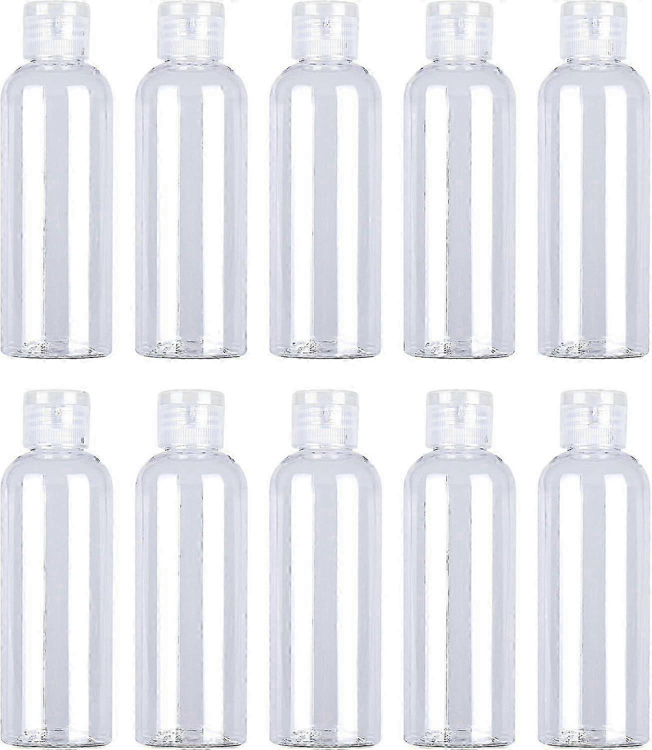 100ml Clear Travel Bottles Empty Transparent Flip Cap Bottles Plastic Travel Bottles with Labels for Travel or Cosmetic10 PCS