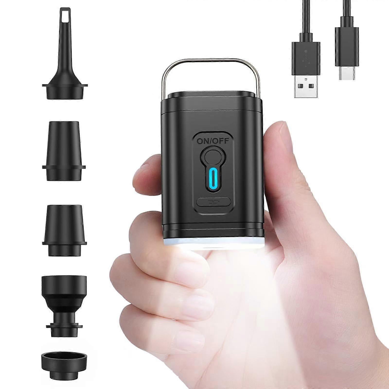 Electric Air Pump,1200mAh Portable  Fast Inflation/Deflation with 5 Nozzles for Airbed, Mattress, Pool Floats