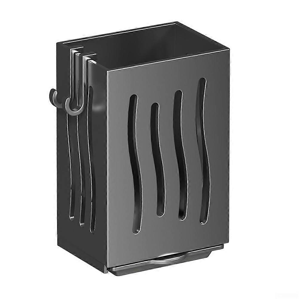 Wallmounted dish rack for the kitchen with cutlery holder and drainage tray, suitable for organized storage and efficient drying (black).