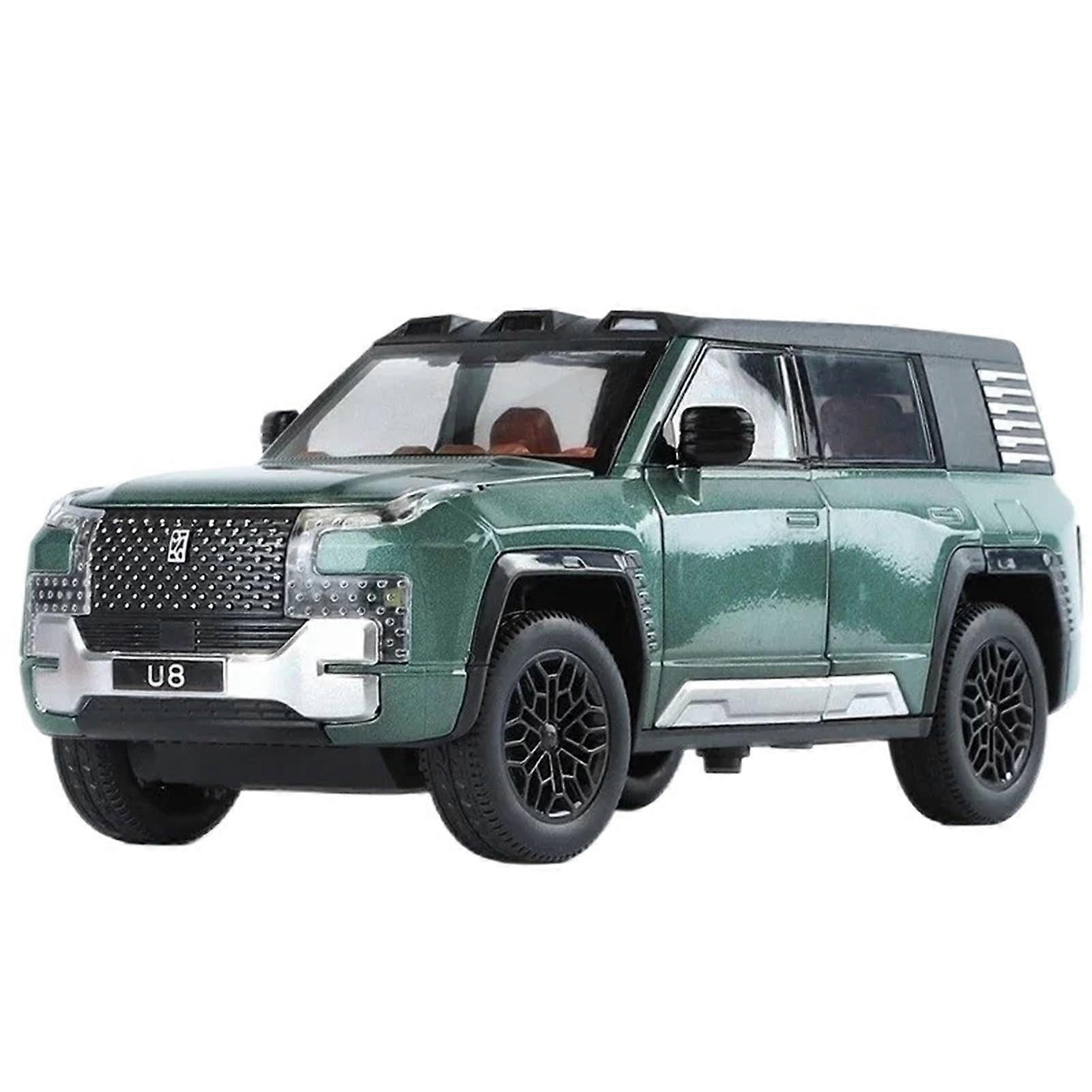 Diecast 1:24 for BYD Look UPAT U8 Scale Alloy Car Models Realistic Exquisite Fulldoor Metal Vehicle Model Display (Green) green