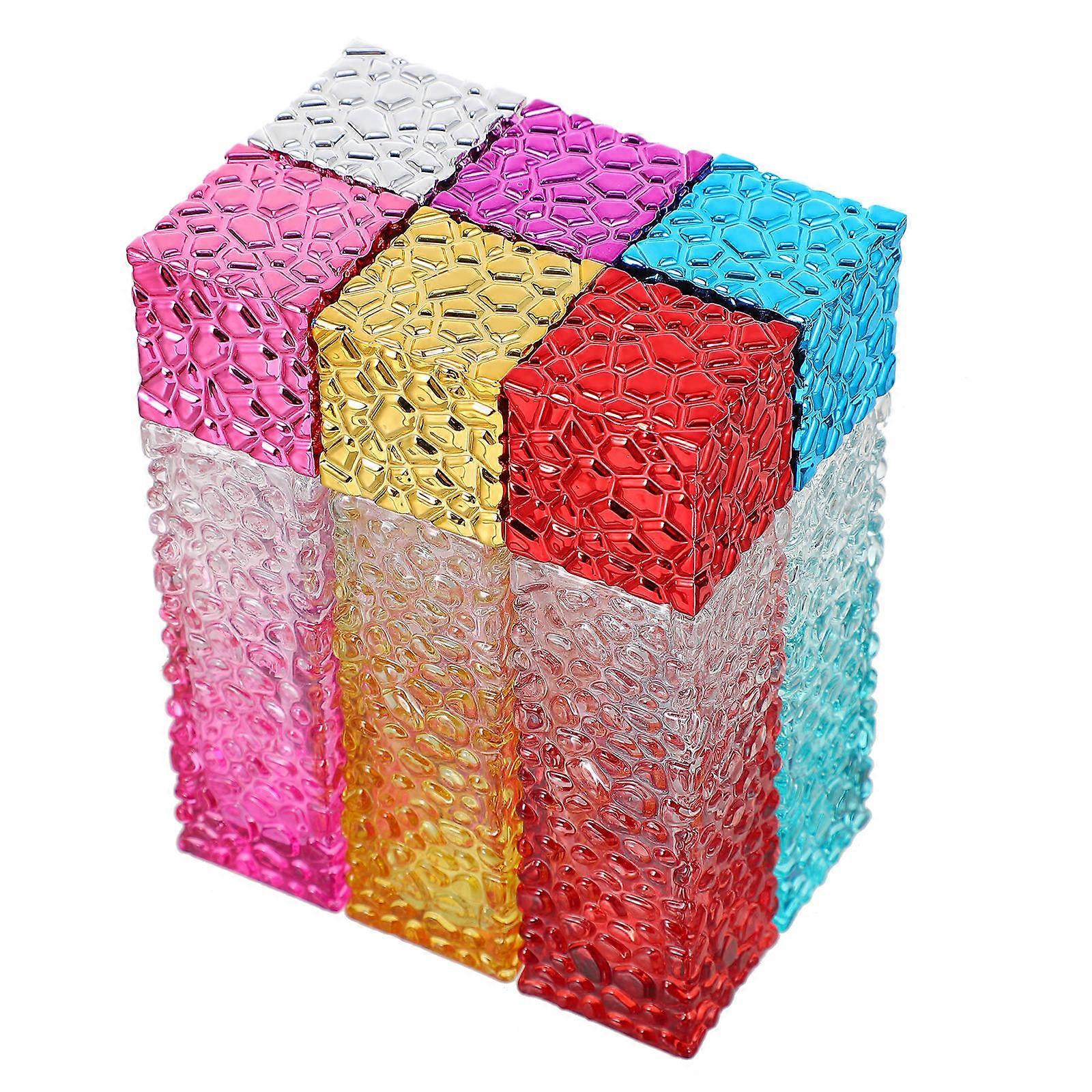Perfume Dispenser Refillable Glass Bottle for Travel and Daily Use Assorted Color Square Material with Spray Function 6Pcs