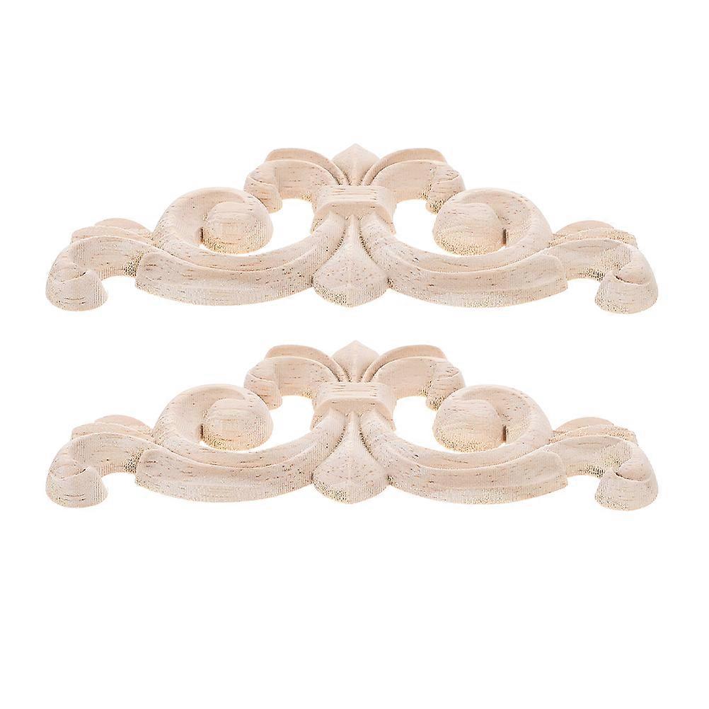 Embellissements en bois pour les têtes de meubles et les murs de fond Beige 8.00X8.00X0.80CM Artisanat Ajouter de l’élégance 2Pcs