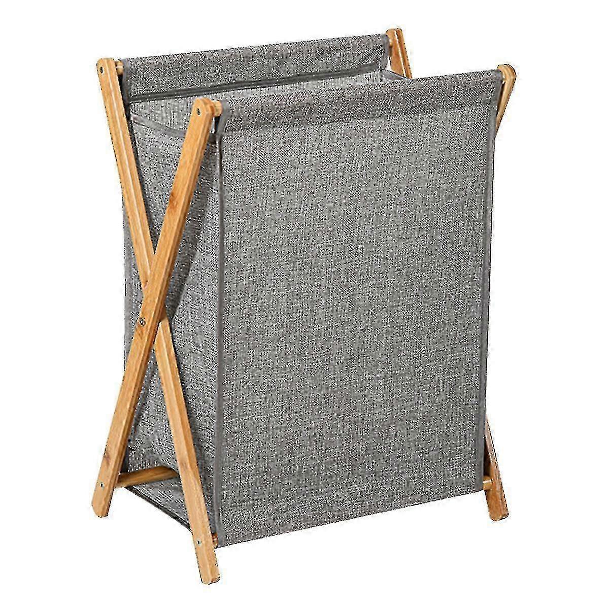 Foldable Bamboo Clothes Basket Space-Saving Storage Solution for L...