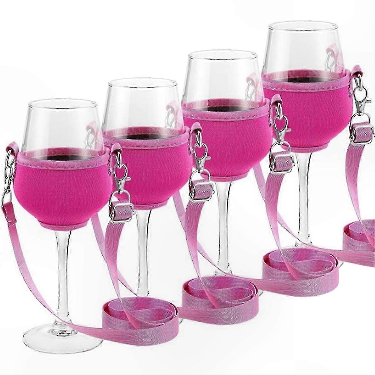 4-Pack Adjustable Wine Glass Neck Straps for Parties, Events, and Gifts