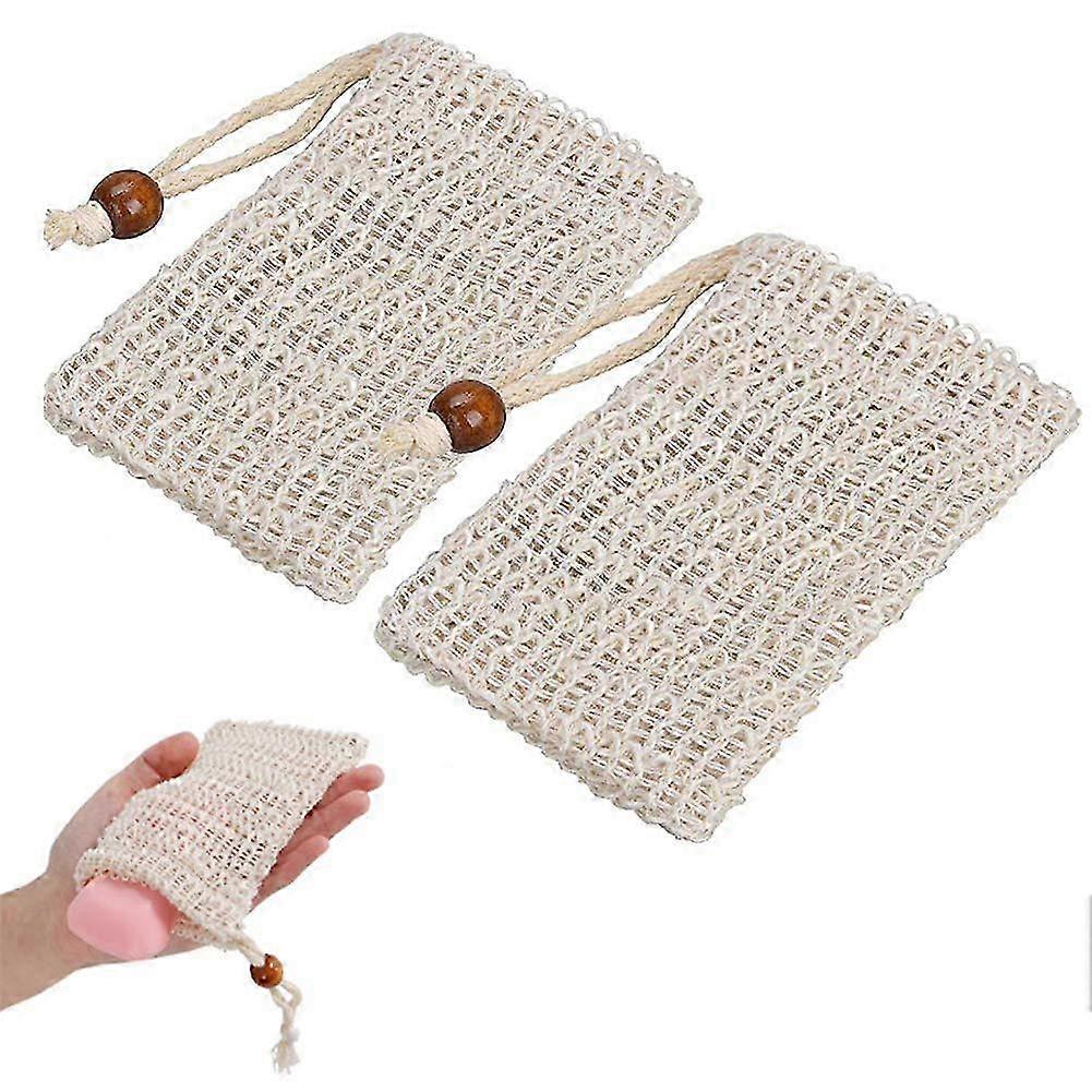 2pcs Natural Safe and Durable Sisal Fiber Soap Bag Saver Pouch for ...