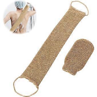 Peeling do pleców złuszczający, 2 sztuki naturalnej rękawicy do szorowania konopi, opaska złuszczająca, pasek do płukania pleców, naturalny pasek złuszczający z konopi
