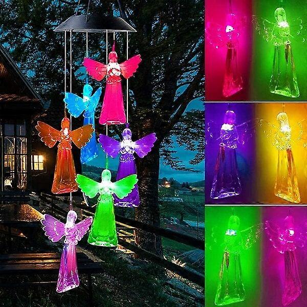 Outdoor angel wind chimes with multi-color changing, suitable for multi-scenario decoration