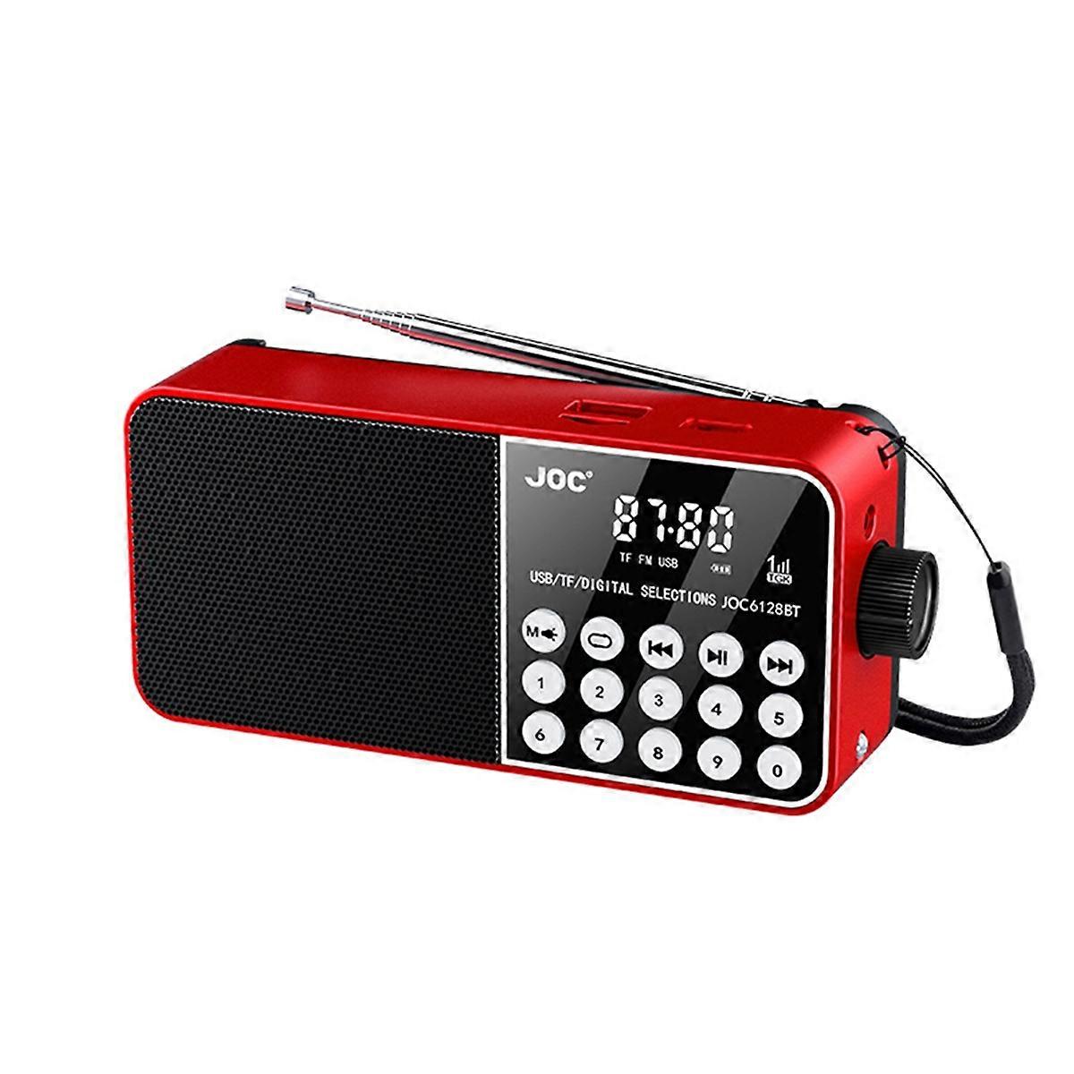 Portable Radio Speaker Support TF Card Digital FM Radio LED Display Stereo MP3 Player for Senior Red