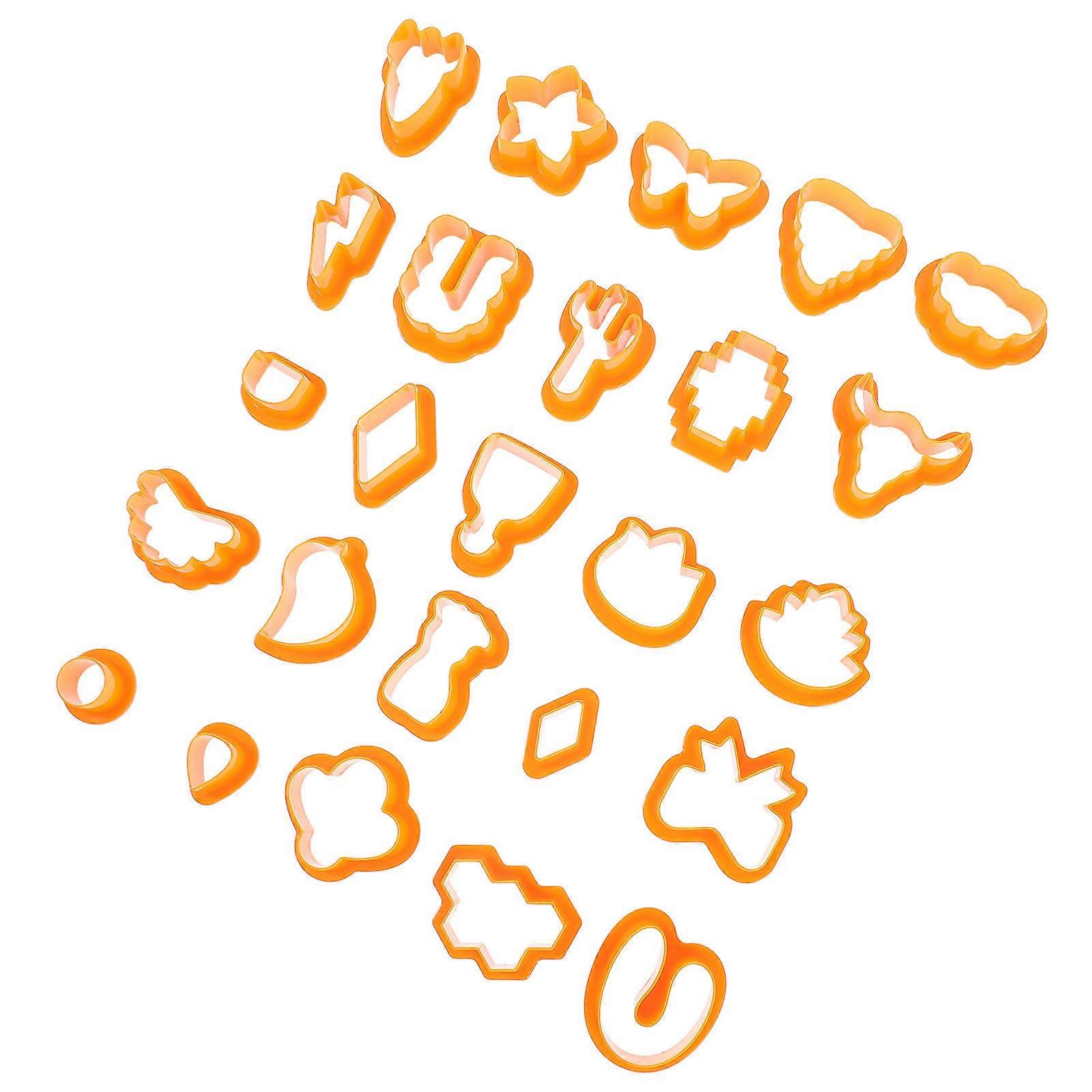 25pcs Polymer Clay Earring Making Mold Tray Cutter Set for DIY Use Orange Plastic