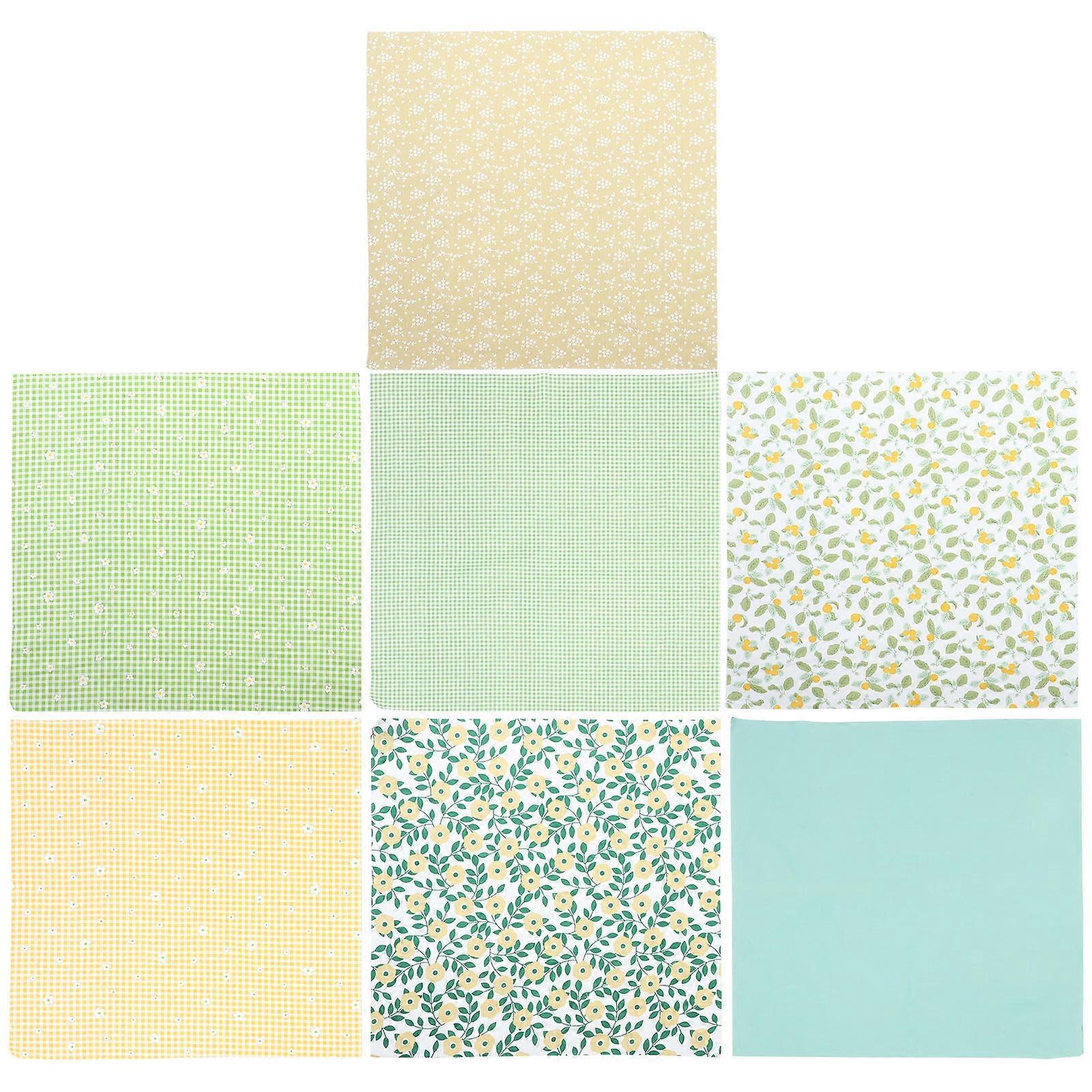 Quilting Squares Cotton Fabric Floral Pattern Fabric Sheet for Crafting 7Pcs