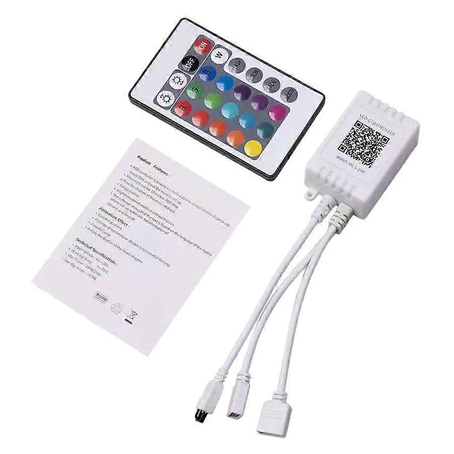 Ljuskontroll, kontrollenhet RGB-ljuskontroll + infraröd fjärrkontroll 24 knappar