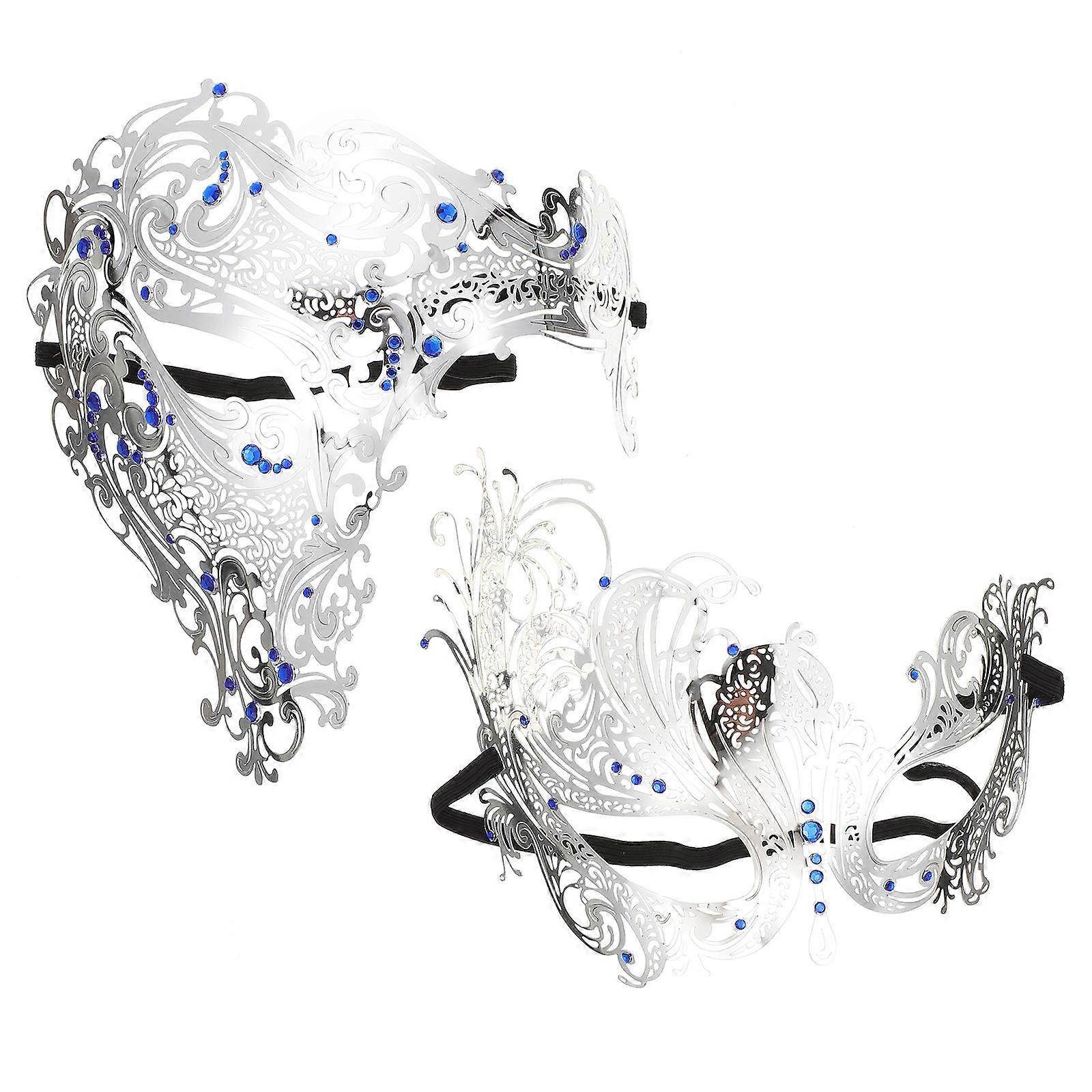 Portable Party Mask Metal Material for Decorative Function 2Pcs Set