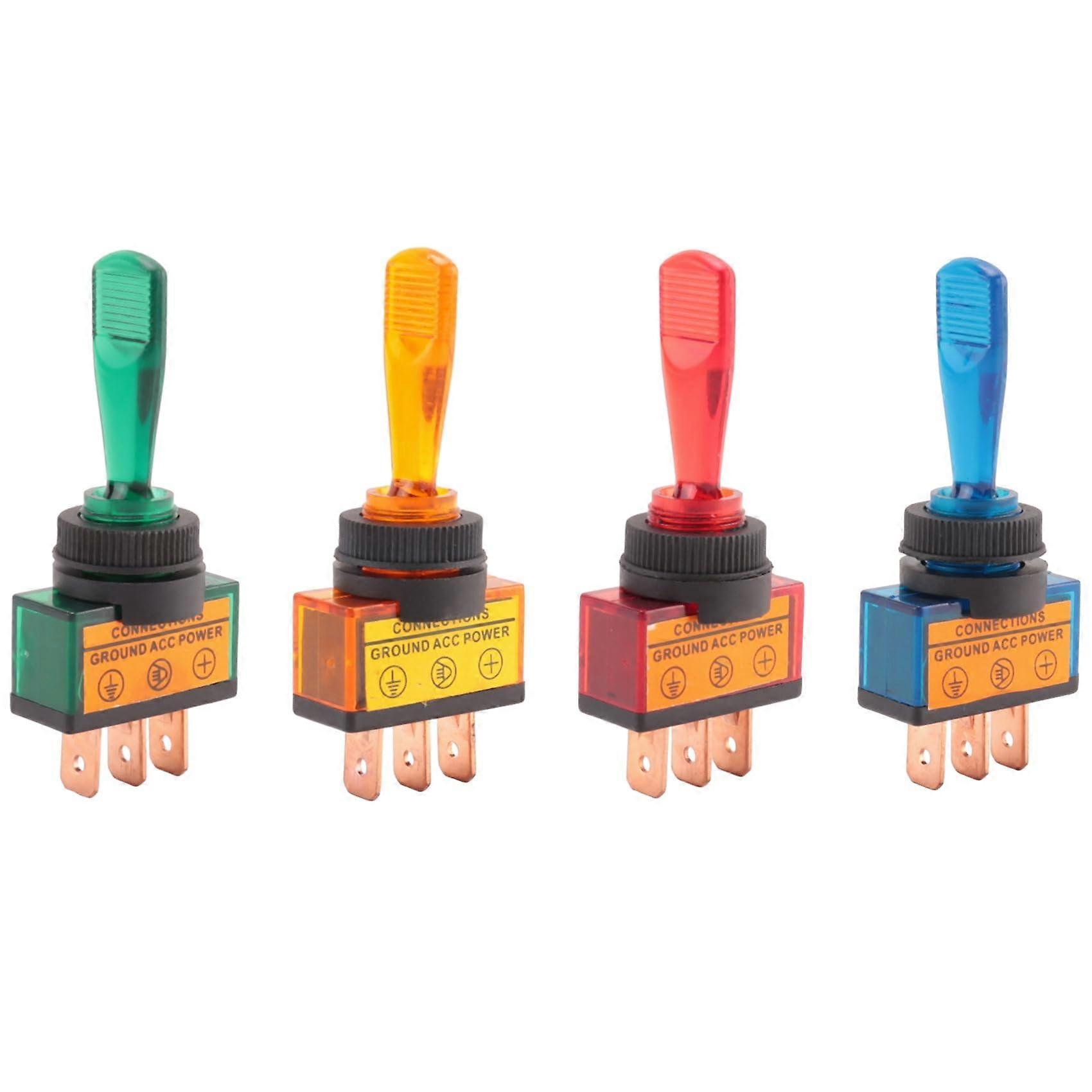 Toggle Switch 12V DC 20A Light Illuminated SPST On/Off For Car And Boat Dash 4 Pack