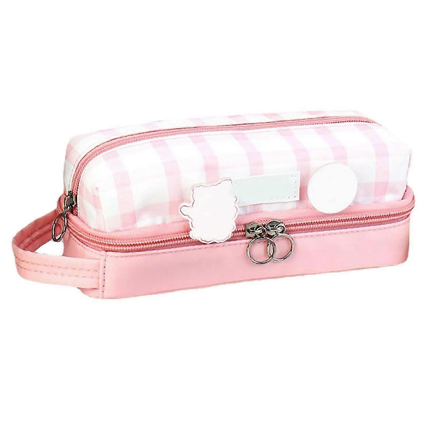 2025 Latest Model Pen Bag Cute Grid Pattern Large Capacity Multifunctional
