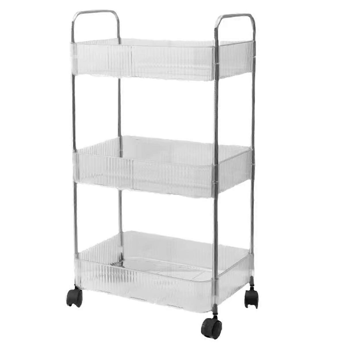 Multi-Tier Rolling Storage Cart with Wheels - Home Trolley for Snacks, Cosmetics, Sundries Organizer
