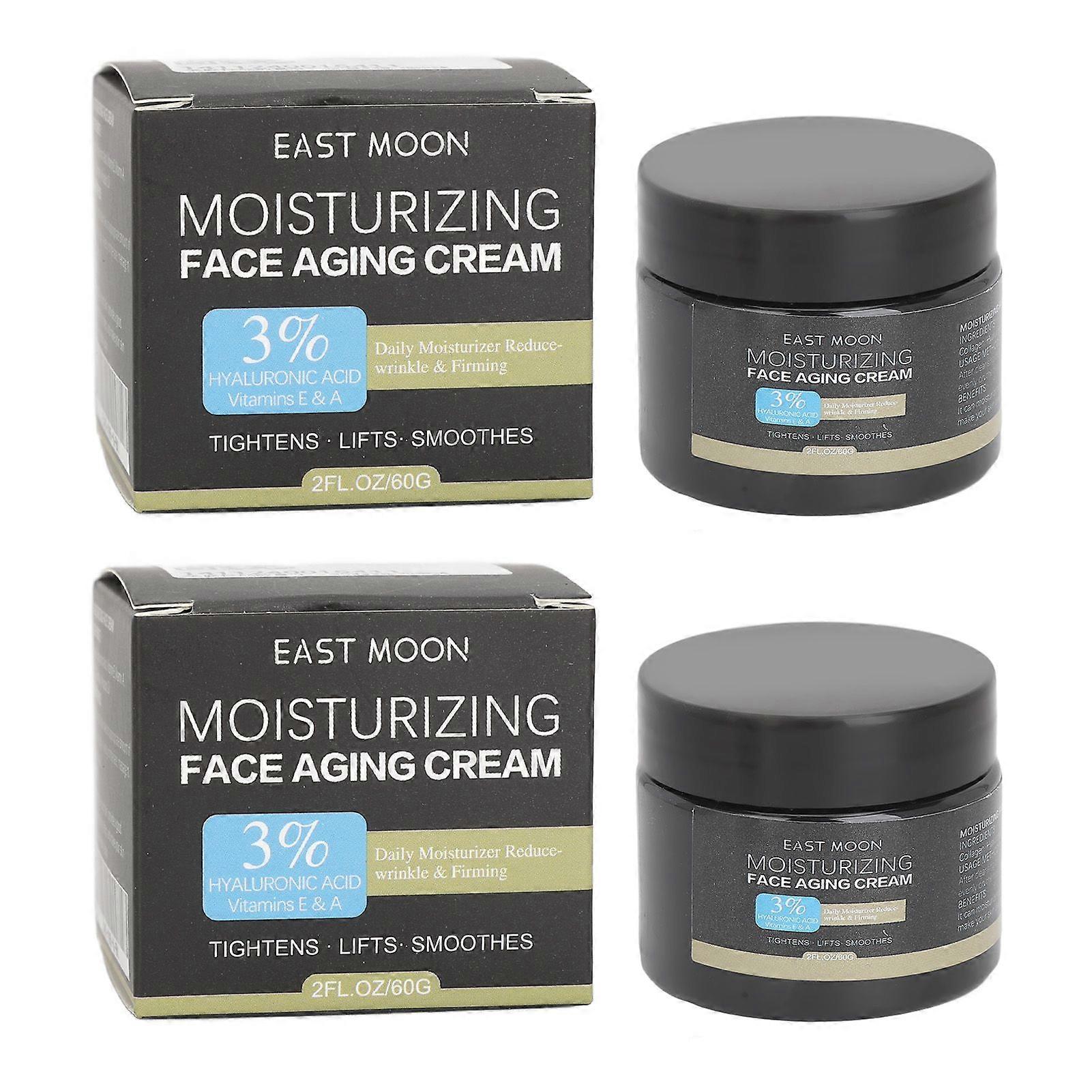 2pcs Men Moisturizing Face Aging Cream Wrinkle Removal Vitamin E Hydrating Facial Moisturizer 60g