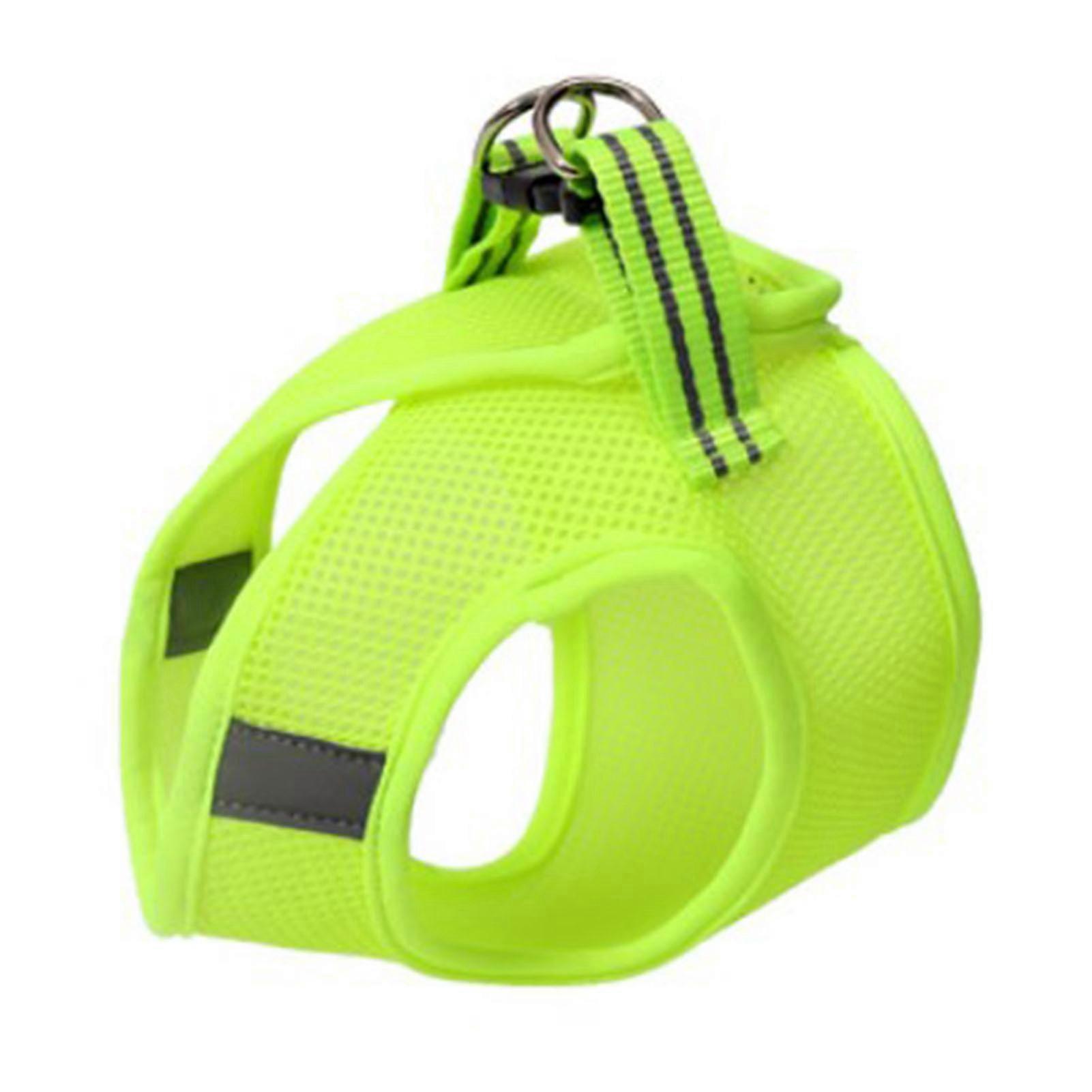 Cat Chest Harness with Leash Green L Breathable Mesh Adjustable Strap