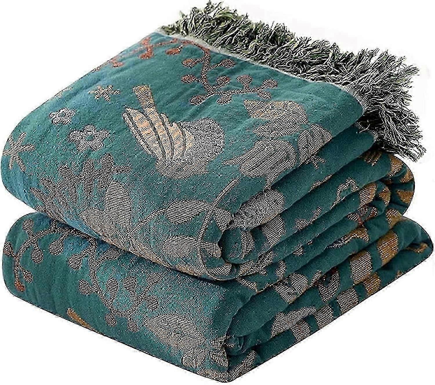 100٪ قطن بوهو سقف سقف مزدوج الجوانب أغطية سرير - أخضر 150x200 سم