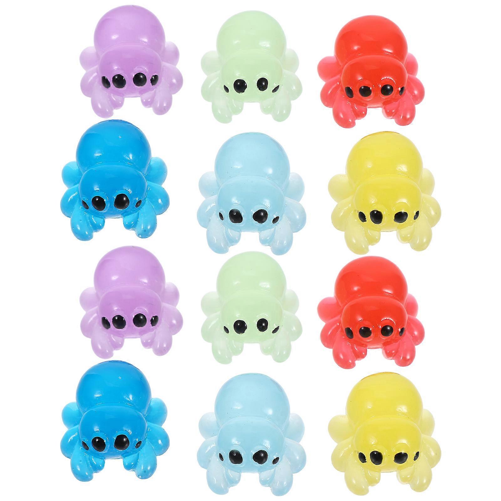 Assorted Color Mini Resin Spider Figurines for Glow in The Dark Decoration 12Pcs
