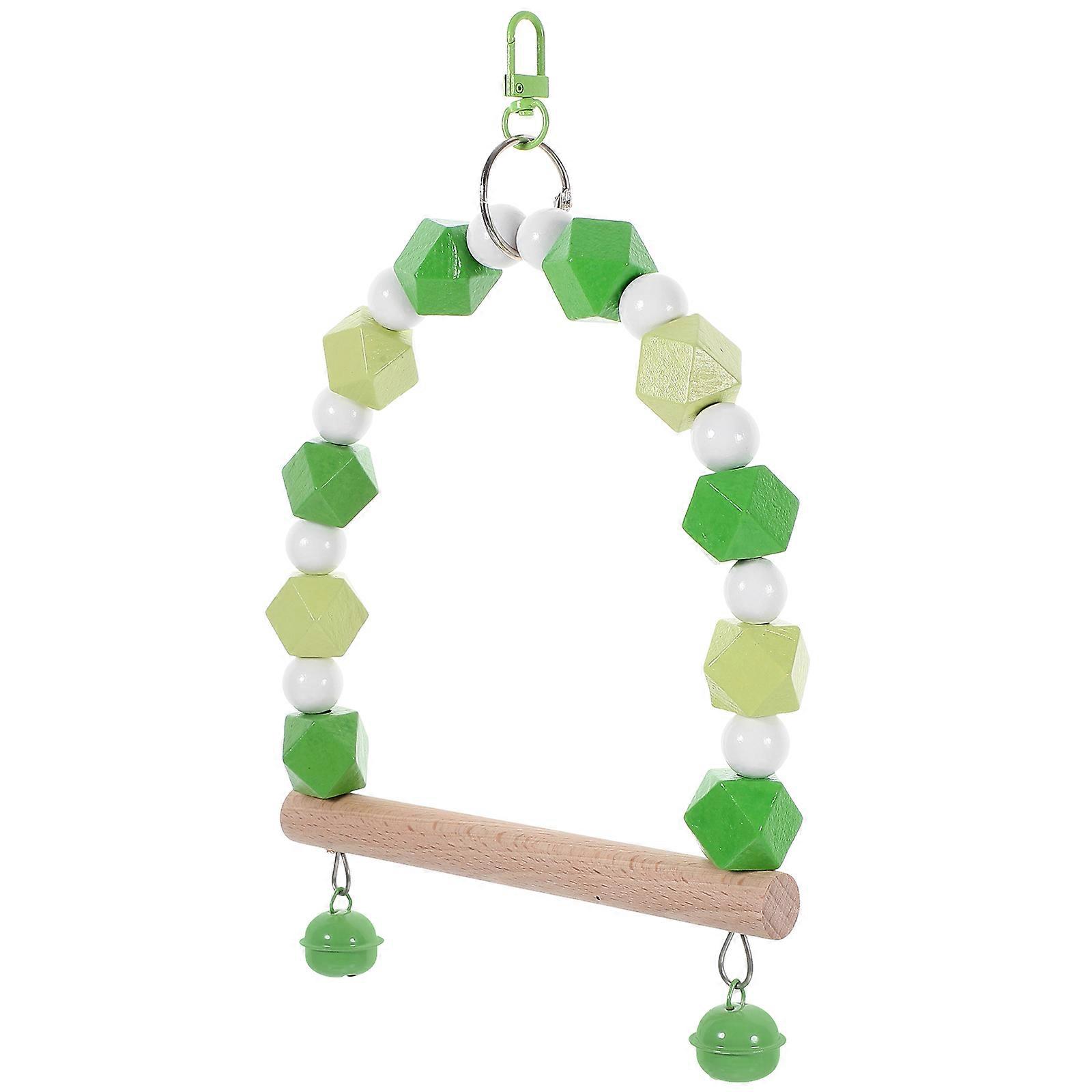 Parakeet Toys Wooden Bird Swing Toy for Cage 4Pcs Set Assorted Color