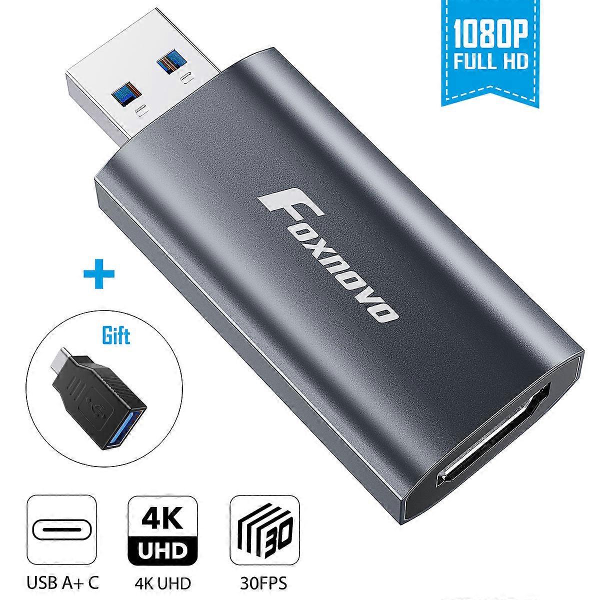 Video Acquisition Card Foxnovo Capture for Broadcasting Use Portable USB 2.0 1080p