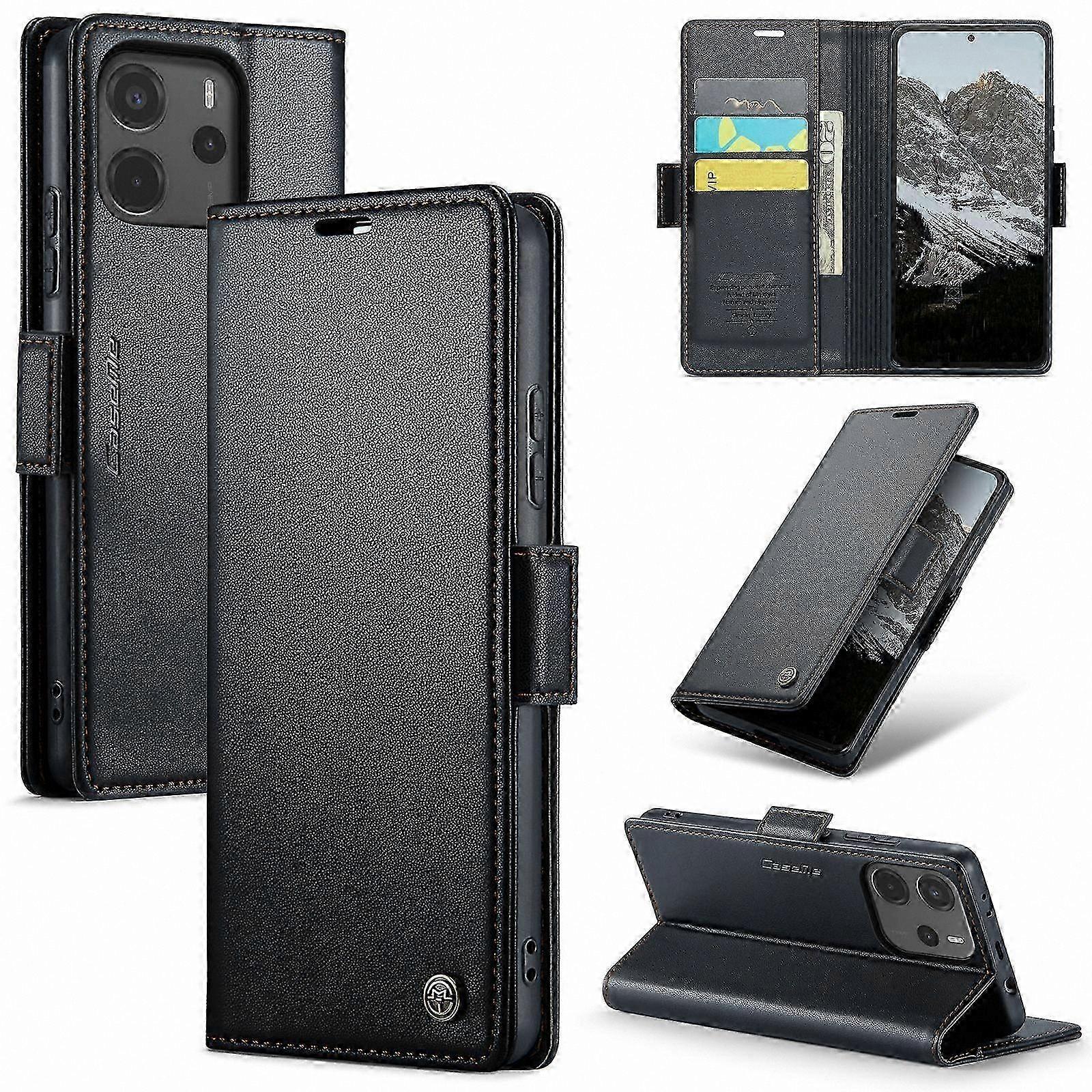 Leather Phone Case with Butterfly Buckle, Litchi Texture, RFID Blocking and Anti-theft Feature