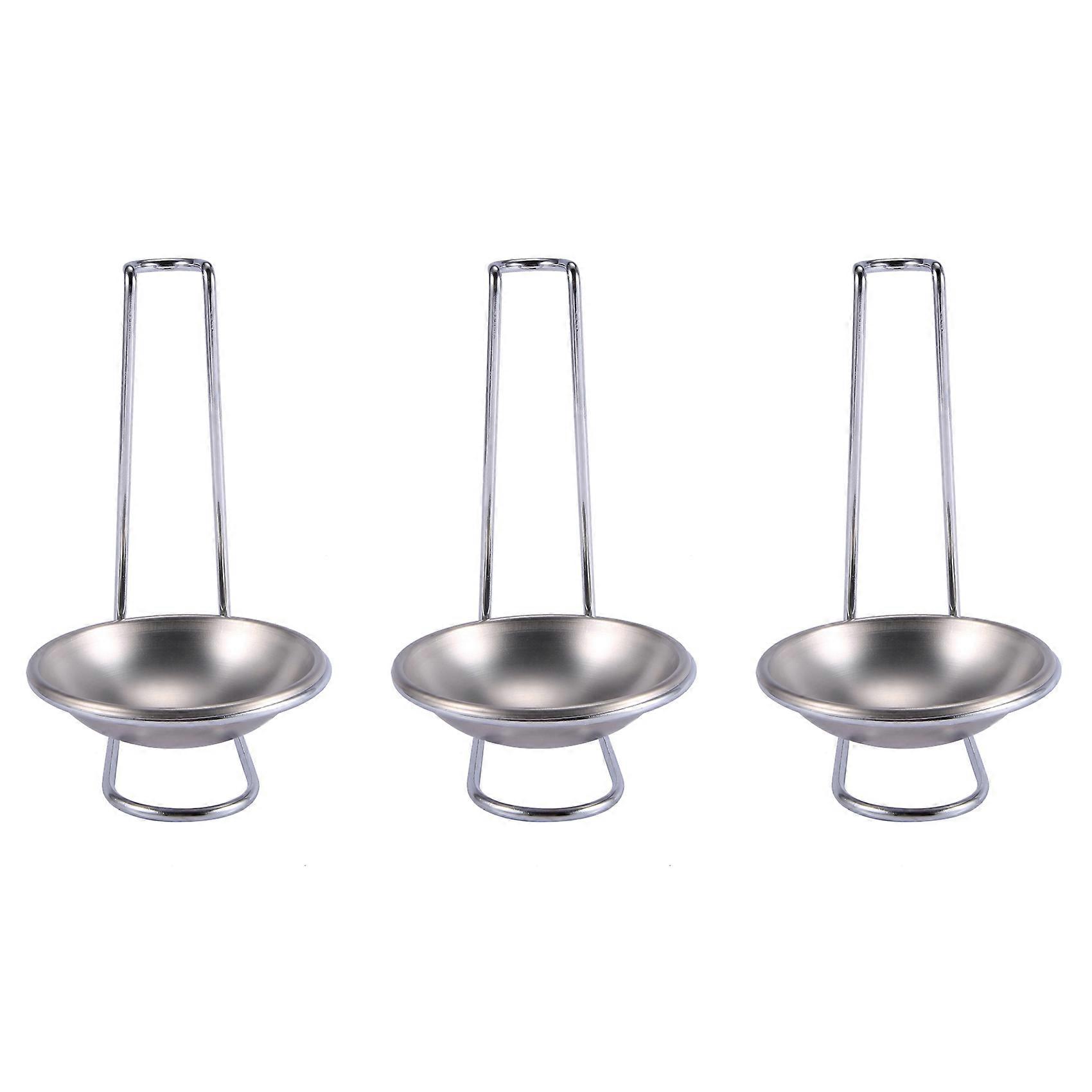 3X Stainless Steel Spoon Rest Holder,Long Handle Vertical Saving Soup Ladles Holders Ladle Rest Soup