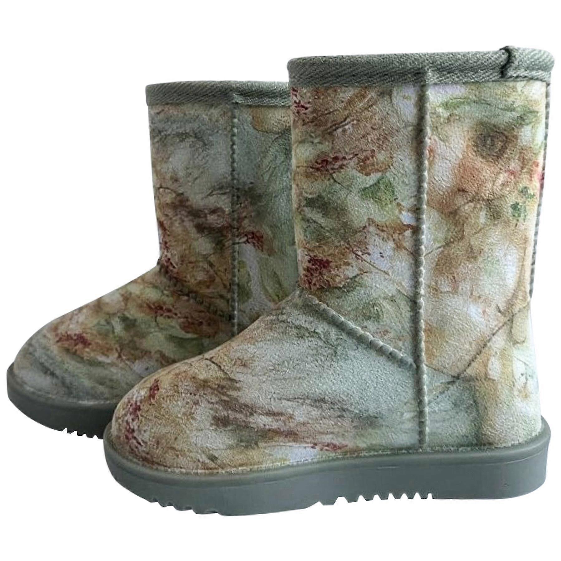 A2Z 4 Kids Girls Ladies Wellington Boots Leaf Floral Print Warm PVC Rain Boots