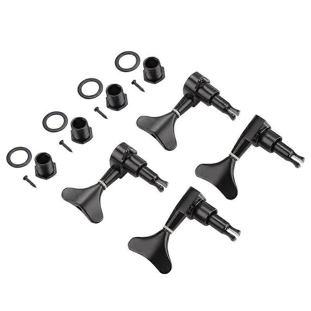 2L2R Fishtail shaped Button Sealed Bass Guitar Tuning Pegs Machine Heads(Black)