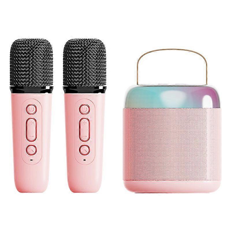 Colorful Light Mini Karaoke Machine Portable Bluetooth Speaker with 2 Wireless Microphones