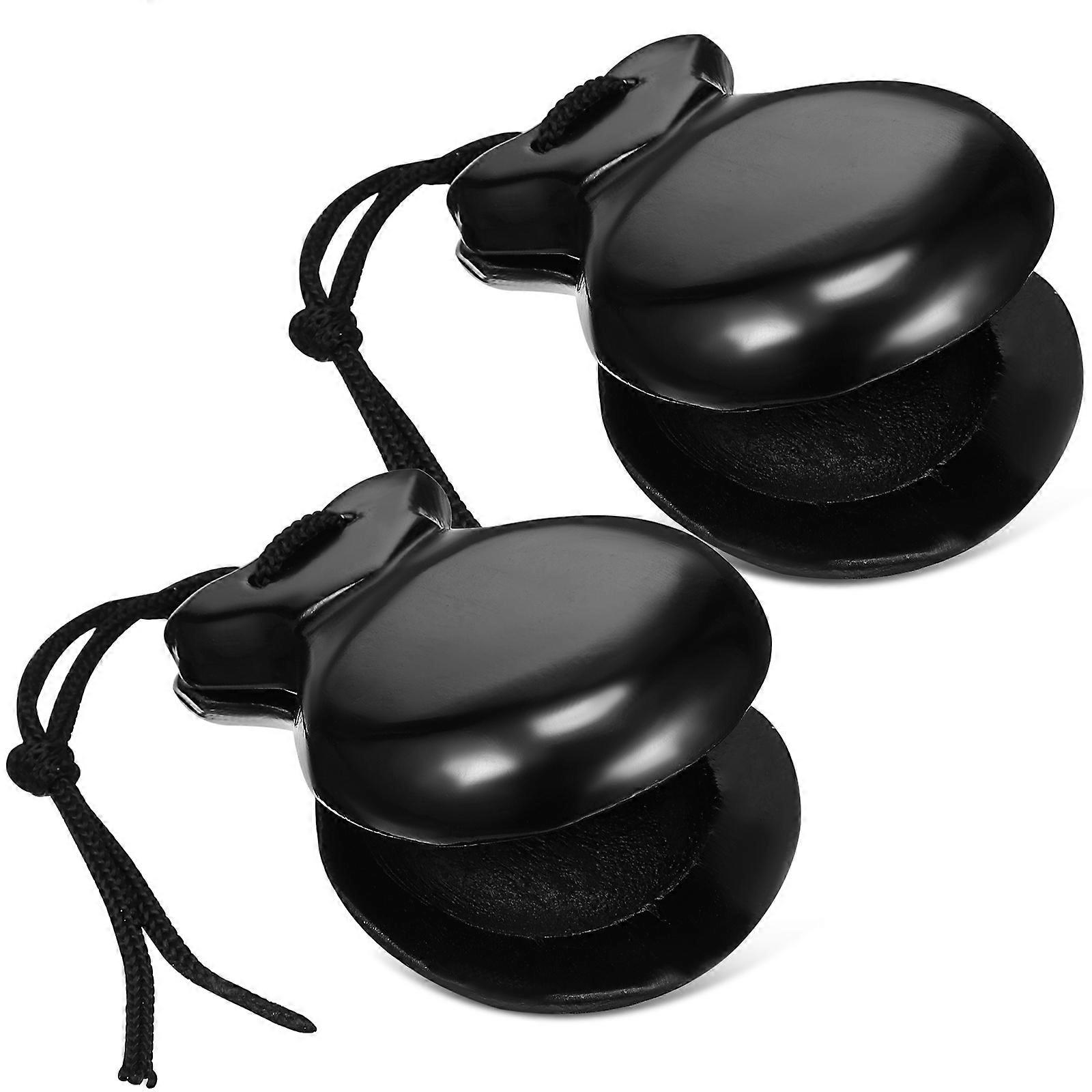 Percussion Instruments Wooden Castanets for Playing 3Pairs Finger Black