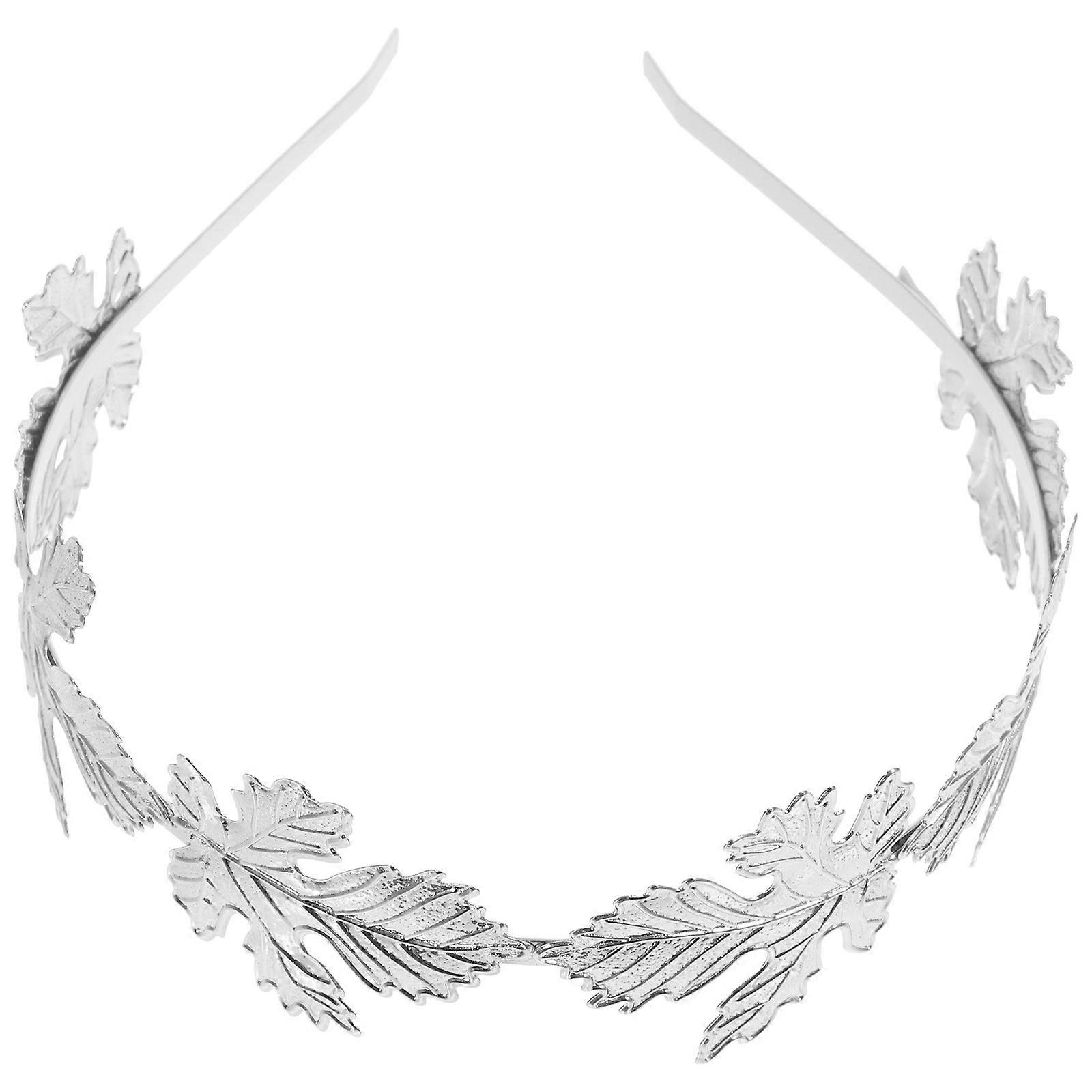 Metal Headband Wedding Leaf Crown for Bride 5Pcs Silver Headpiece