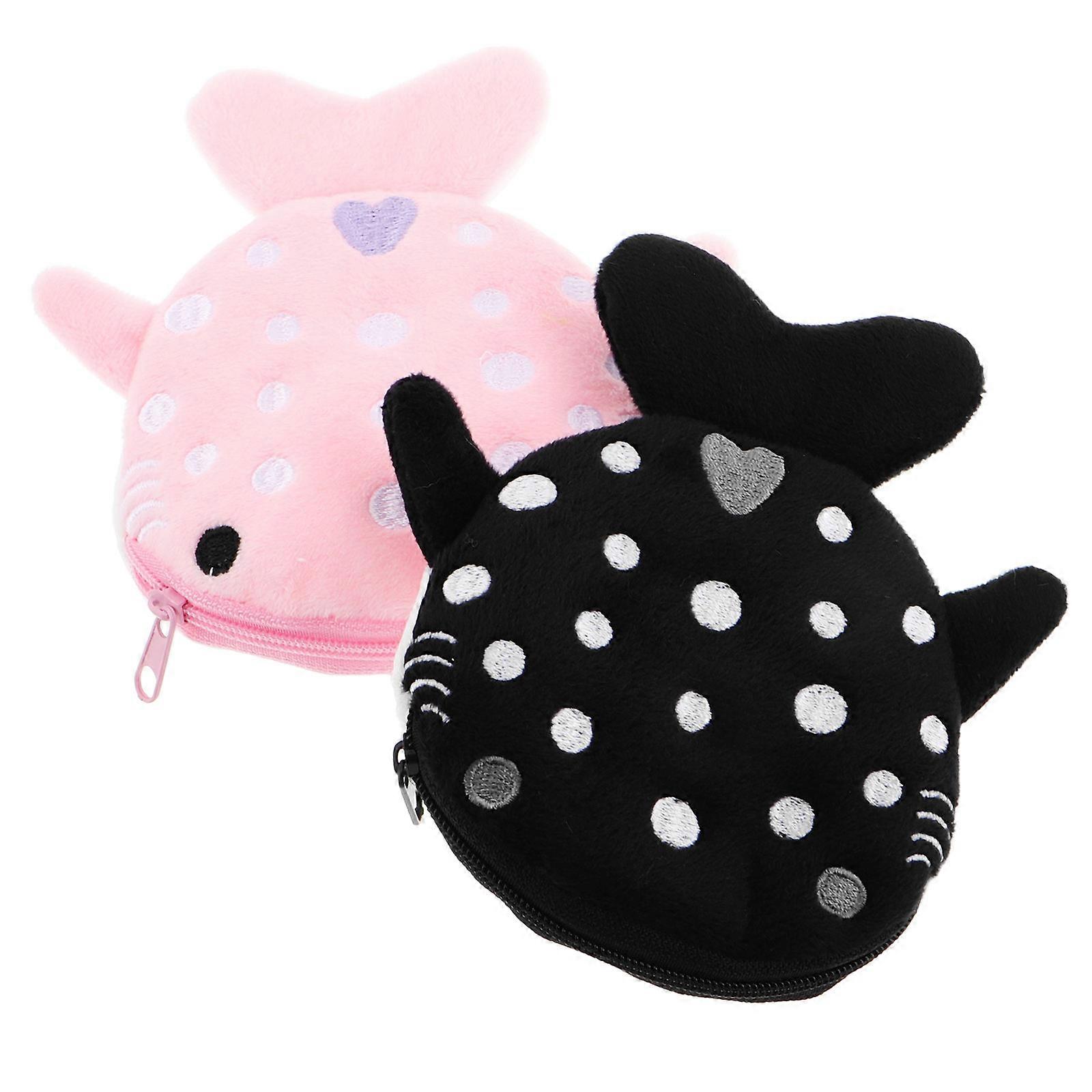 Cute Shark Plush Wallet for Storage 4Pcs Small Plush Coin Purse Set