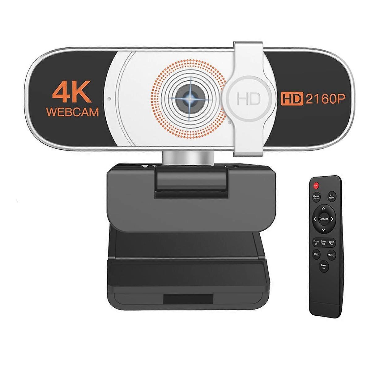 4K Auto Zoom Webcam Privacy Cover Microphone