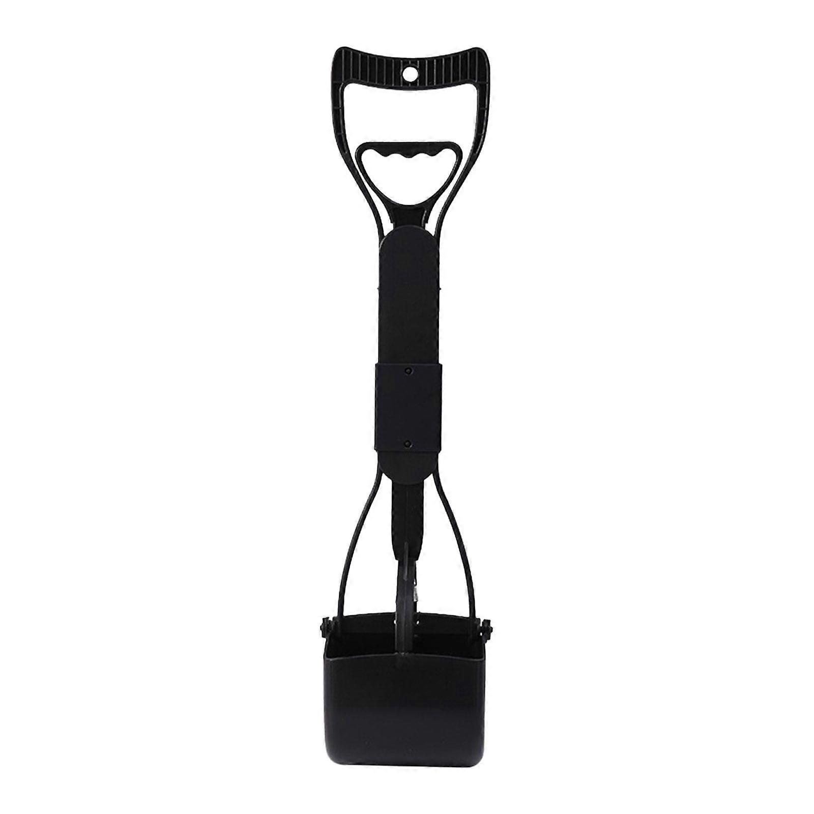 Large Poop Scooper for Outdoor Dog Walking, Non-Breakable Poop Picker with Long Handle, Foldable Pick Up Tool for Grass & Gravel, 45cm, Black