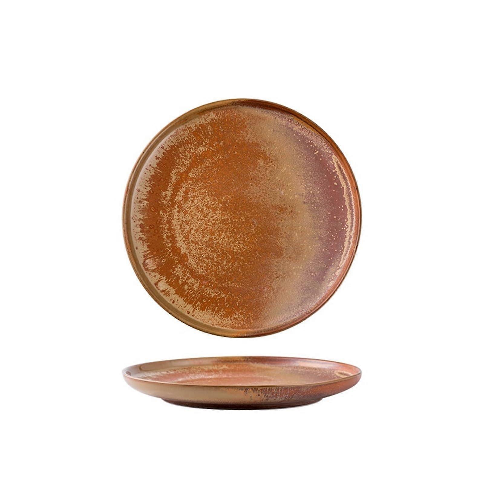 Dessert Plates Nordic Ceramic Dinner Plate, Retro Western Style Large Size L, Multi-Use Plate For Dessert, Steak Or Pizza