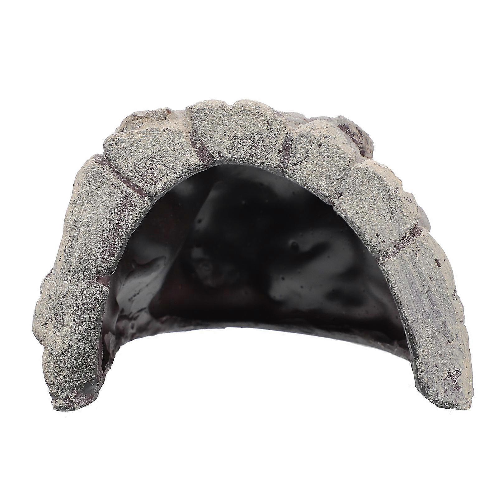 Reptile Box Adornment 2Pcs Simulation Stone Cave For Pet Owners Terrarium Display 14X10.5X8CM Grey Resin