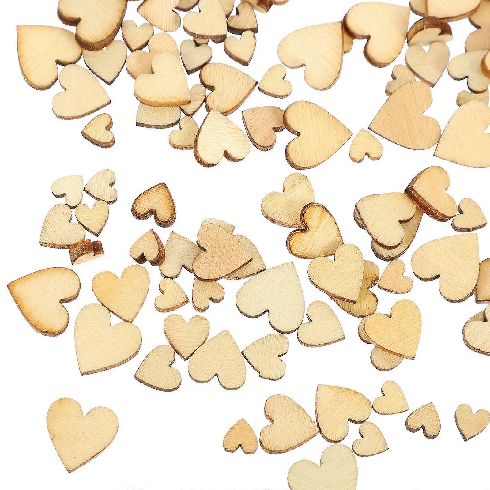 Heart Wood Discs for DIY Crafting 200Pcs Blank Wood Slices Kit